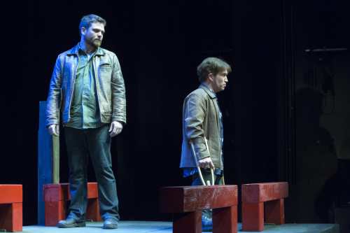 Paul David Power (Tony) (R) and Pat Dempsey (Evan) (L) perform in "Crippled" at the world premiere in St. John's Newfoundland Canada. Photo Credit: Submitted Power Productions.