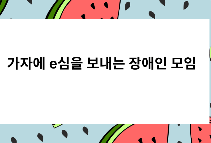 Graphic showing slices of watermelons and watermelon seeds. In the center in Korean hangul script reads: Crips for eSims for Gaza